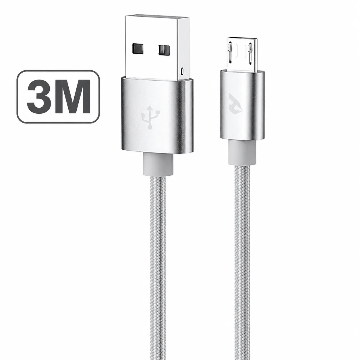 3m 3A USB A naar Micro USB-kabel, snellaadkabel, gevlochten kabel, gegevenssynchronisatie, compatibel met Android