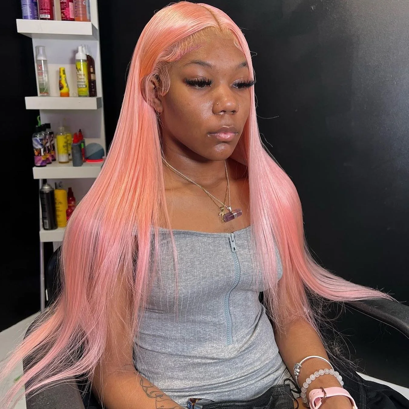 

Розовый парик из натуральных волос с кружевной передней частью 13x4 13x6, прямой парик с HD-кружевом для женщин, 30-36 дюймов, бразильские розовые парики 613