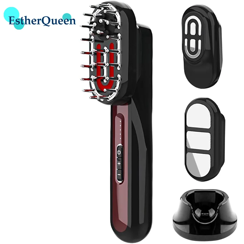 Multi functional red light electric hair care and massage device, household facial beauty and hairdressing comb, micro current