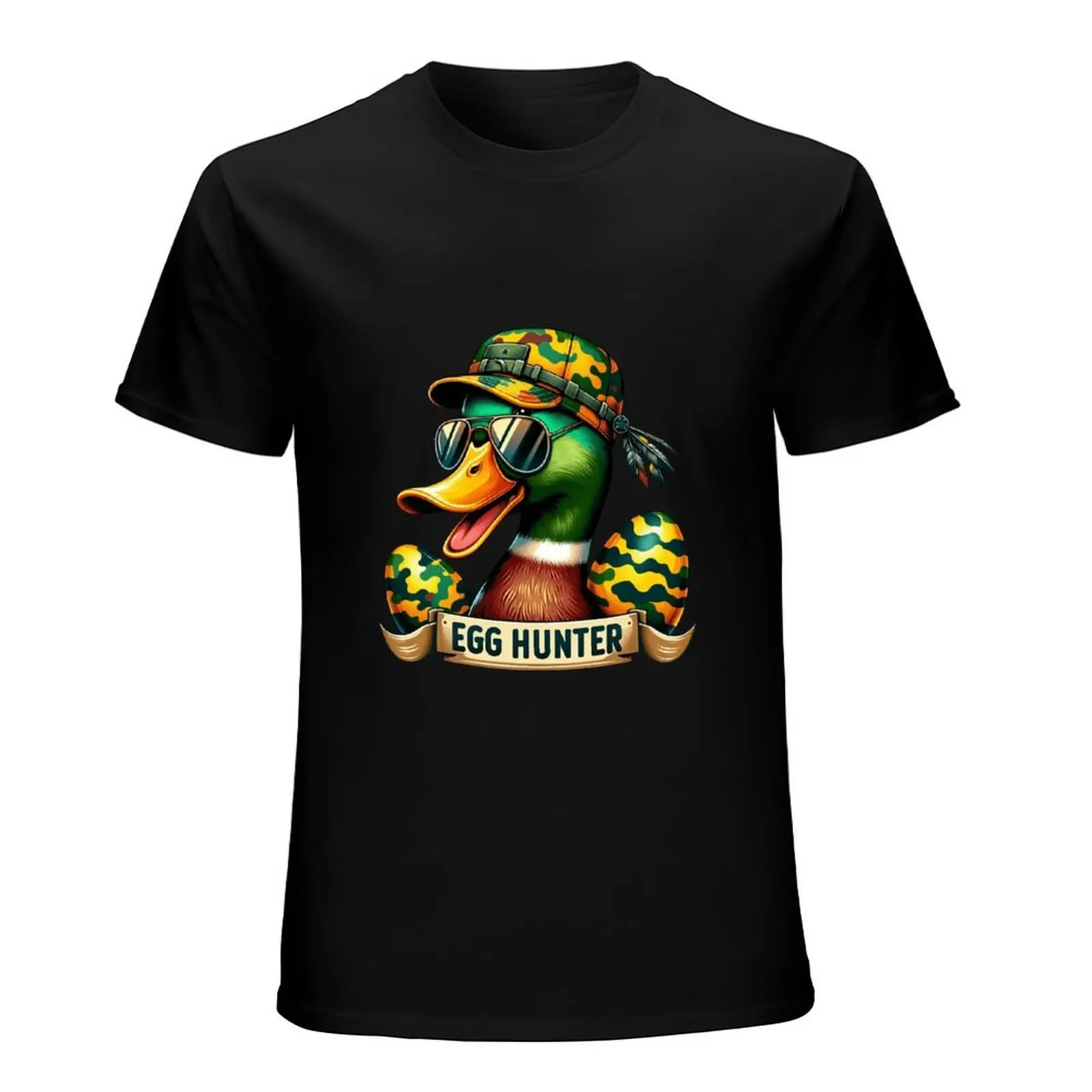 Vintage Waterfowl Hunting Reed Mallard Camo Bow Black Cotton Tee Duck Hunter Dad Daily Relaxed Fit Top
