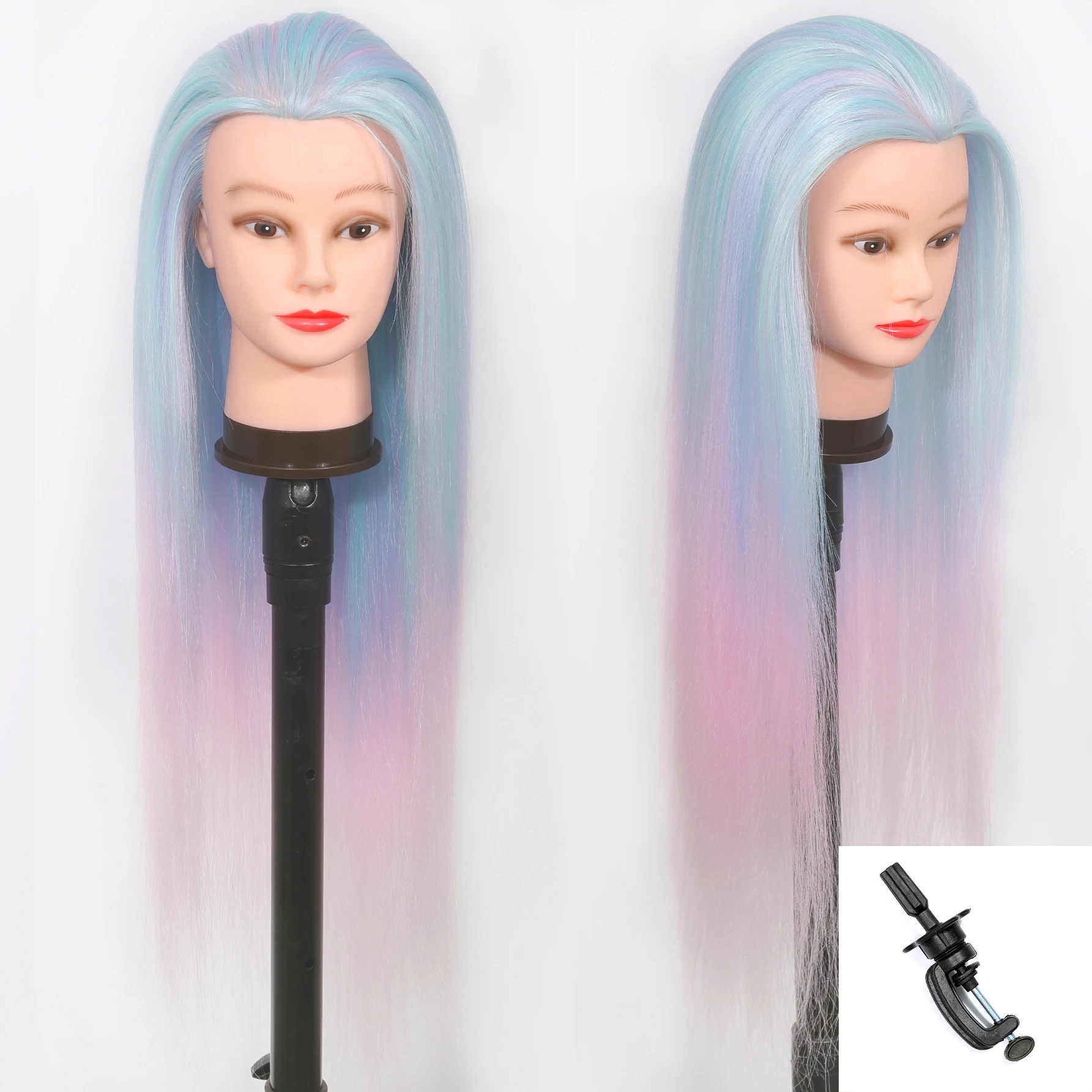 Mannequin hoofdmodel met lang synthetisch haar, oefenpop hoofd styling kapper trainingshoofd, poppenhoofd voor vlechtpraktijk