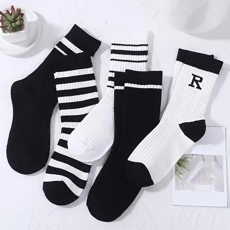 10 пар осенне-зимних спортивных носков из эластичного волокна, многофункциональных черных носков R, подходят для фитнеса и повседневной одежды