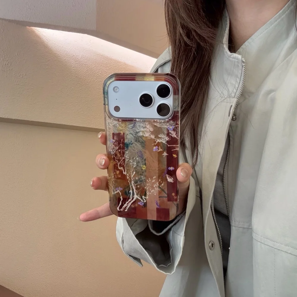 

Chinese ink painting mobile phone case suitable for iPhone 15 14 13 16 17 Pro Max Fundans17pro Retro new shockproof protective c