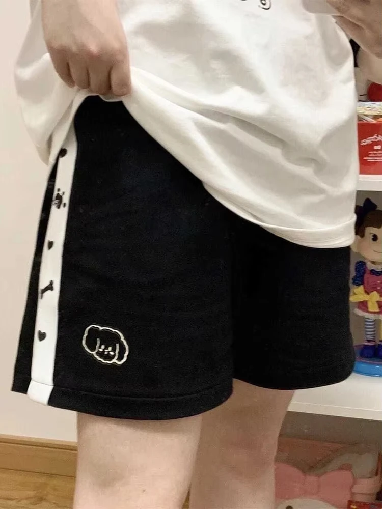 Jmprs Japan Cute Cartoon Print Shorts Women Kawaii High Waist Loose Sport Shorts Summer Preppy Style Casual Lady Vintage Shorts