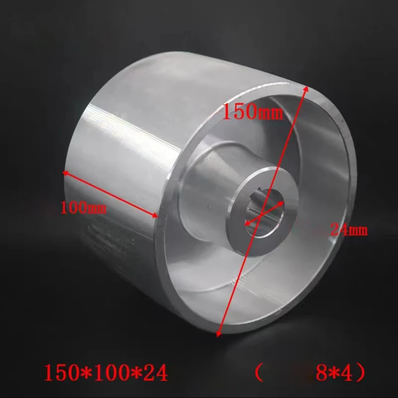 Aluminiowe koło kontaktowe, koło aktywne 150*100*24mm 130x55x24mm do szlifierki taśmowej z rowkiem wpustowym 8*4mm, maszyna do samodzielnej konwersji w ostrzałkę.