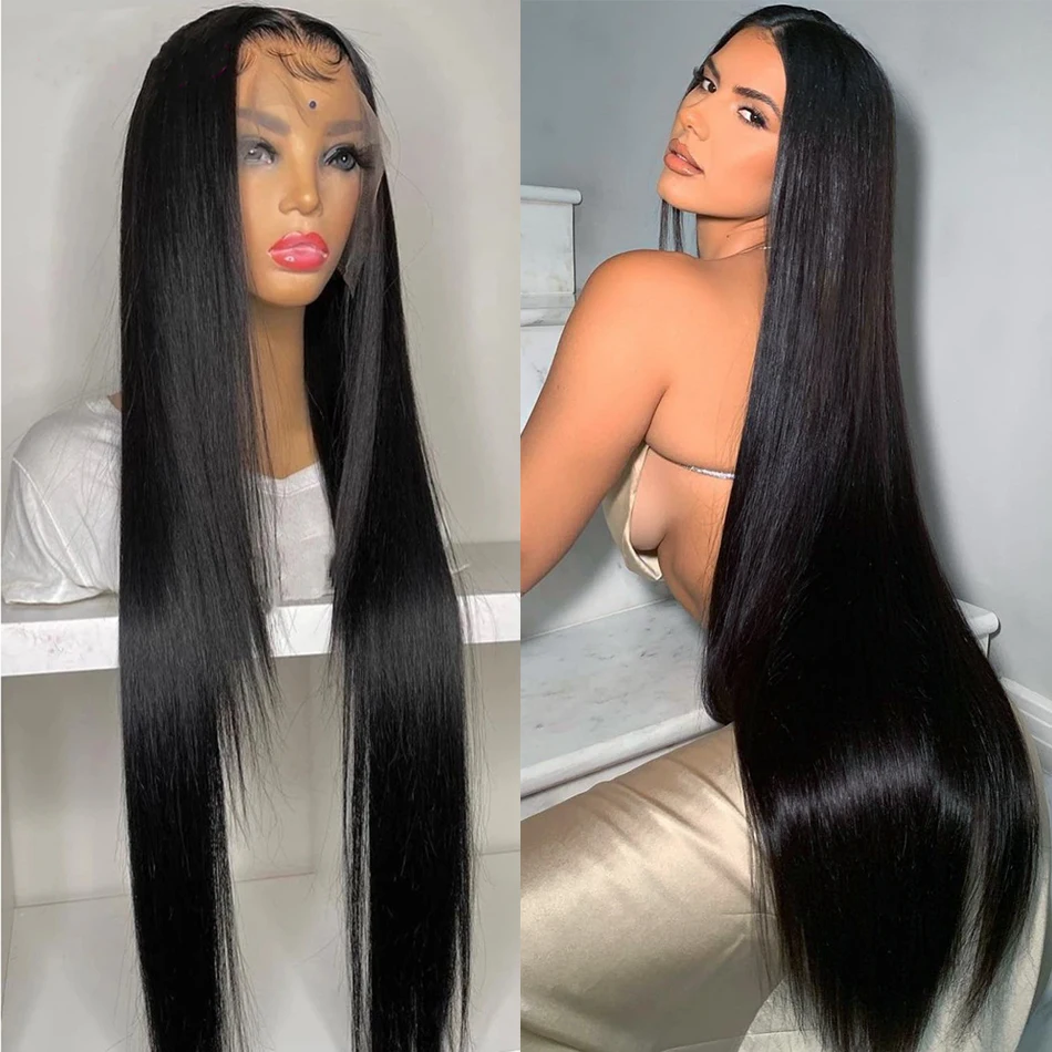 200 Density Bone Straight 13x6 HD Lace Front Wig Brazilian 30 38 Inch Transparent 13x4 Frontal 100% Human Hair Wigs For Women