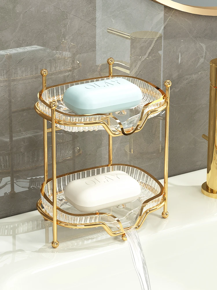 Bathroom Soap Dish Light Luxury Soap Holder Toilet Soap Tray Kitchen Box Container Style Savon Rack Household Accessories