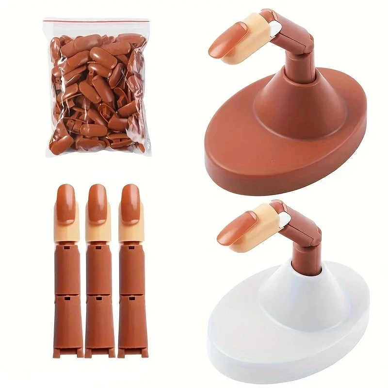 Main de pratique mécanique pour ongles en acrylique, pointes d'ongles en Silicone pouvant être détachables pour débutants, Base de sangle de doigt mobile