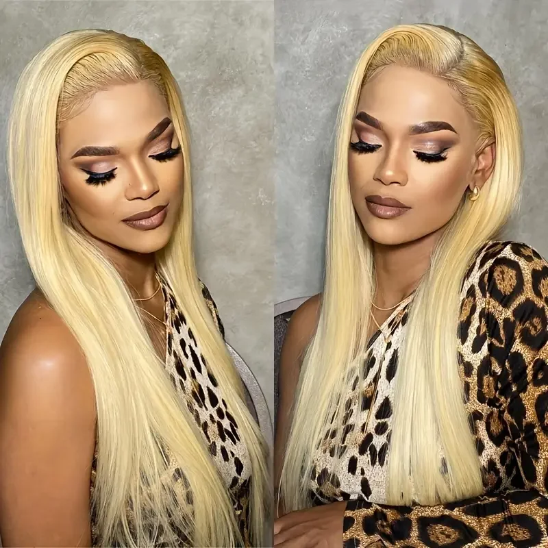 220 Density Straight Blonde 613 Hd Lace Frontal Wig 13x6 Brazilian Human Hair Wigs For Women 13x4 Lace Frontal Colored Wig image 2