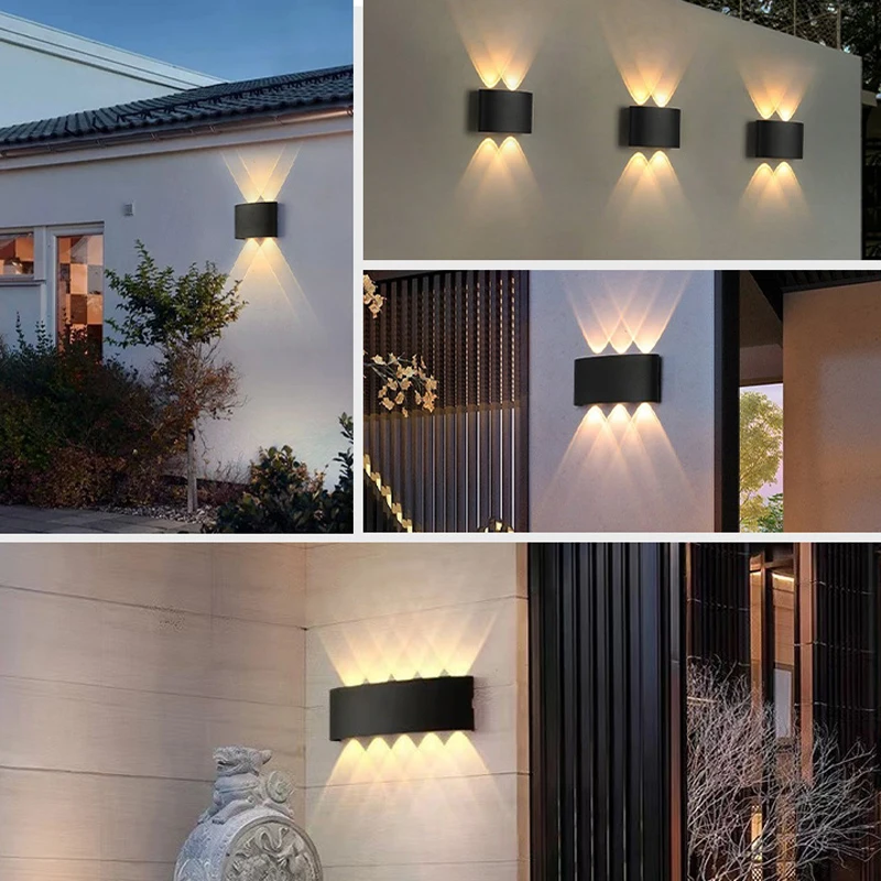 Alüminyum LED Duvar Lambası Su Geçirmez IP65 Açık Bahçe Işıkları 8W 12W İç Duvar Lambası Yatak Odası Oturma Odası Merdiven Aydınlatma için