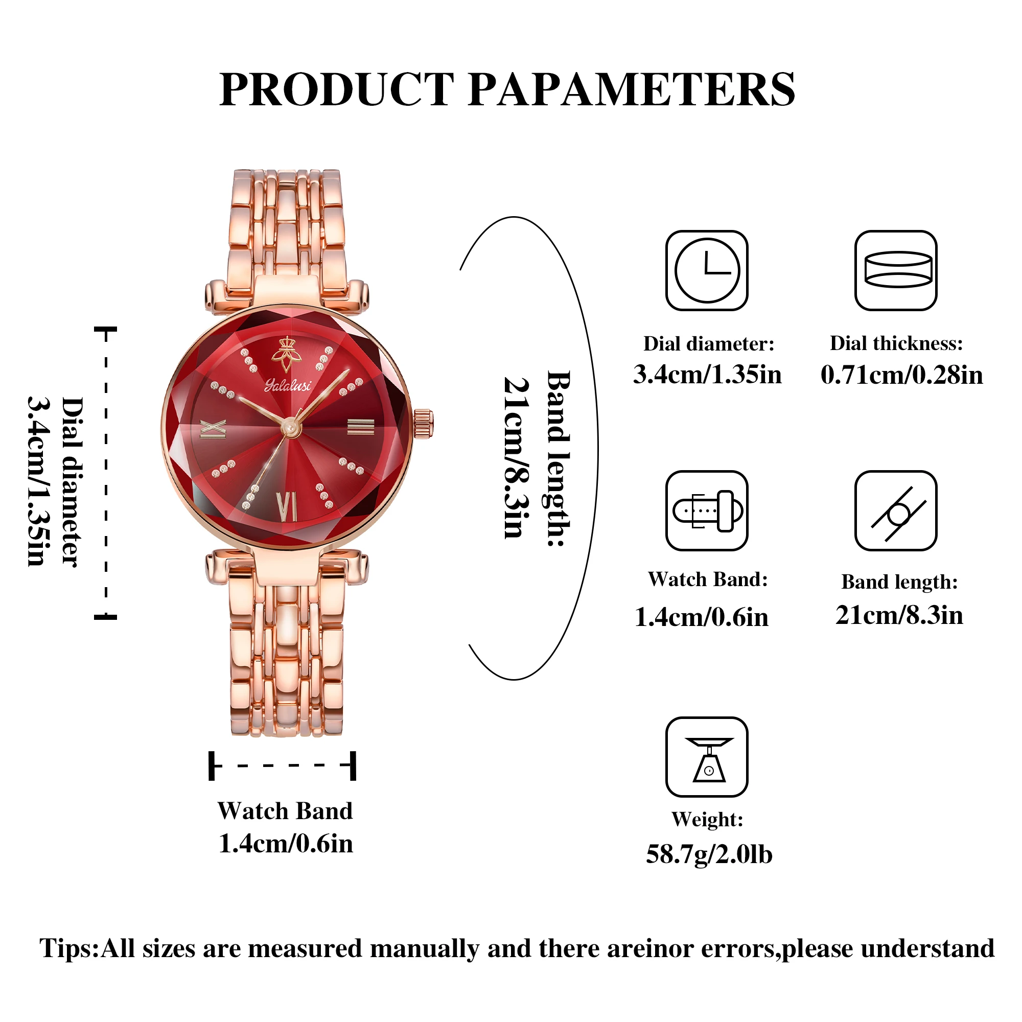 YaLaLuSi Brand 1-Piece Women's Fashion Rhinestone Rose Gold Quartz Wristwatch Work | Everyday | Trendy | Women's Gift