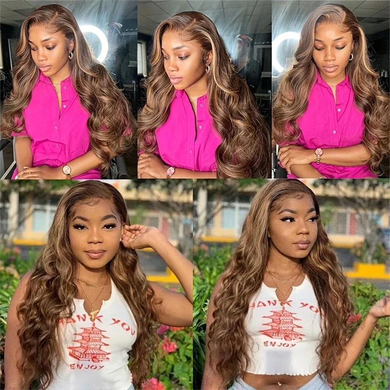 200 Gęstość Highlight Body Wave Lace Front Wigs 13x6 Human Hair 4/27 Honey Blonde 13x4 Hd Lace Frontal Wig Pre Plucked