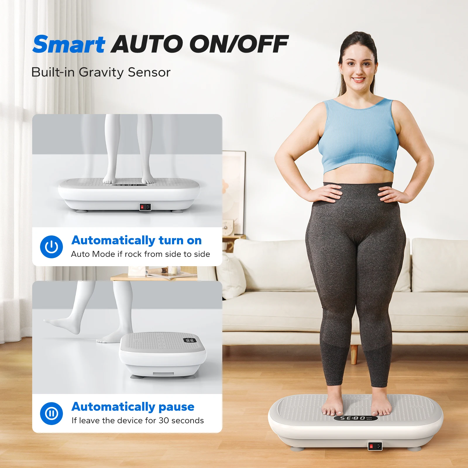 MERACH Vibration Plate Exercise Machine Bluetooth and Silicone Pedal Automatic Sensing for Lymphatic Drainage or Weight Loss Fit