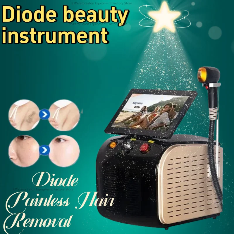 Diode hair removal instrument 808nm 1064nm three wavelengths ice titanium laser body hair removal diode beauty instrument