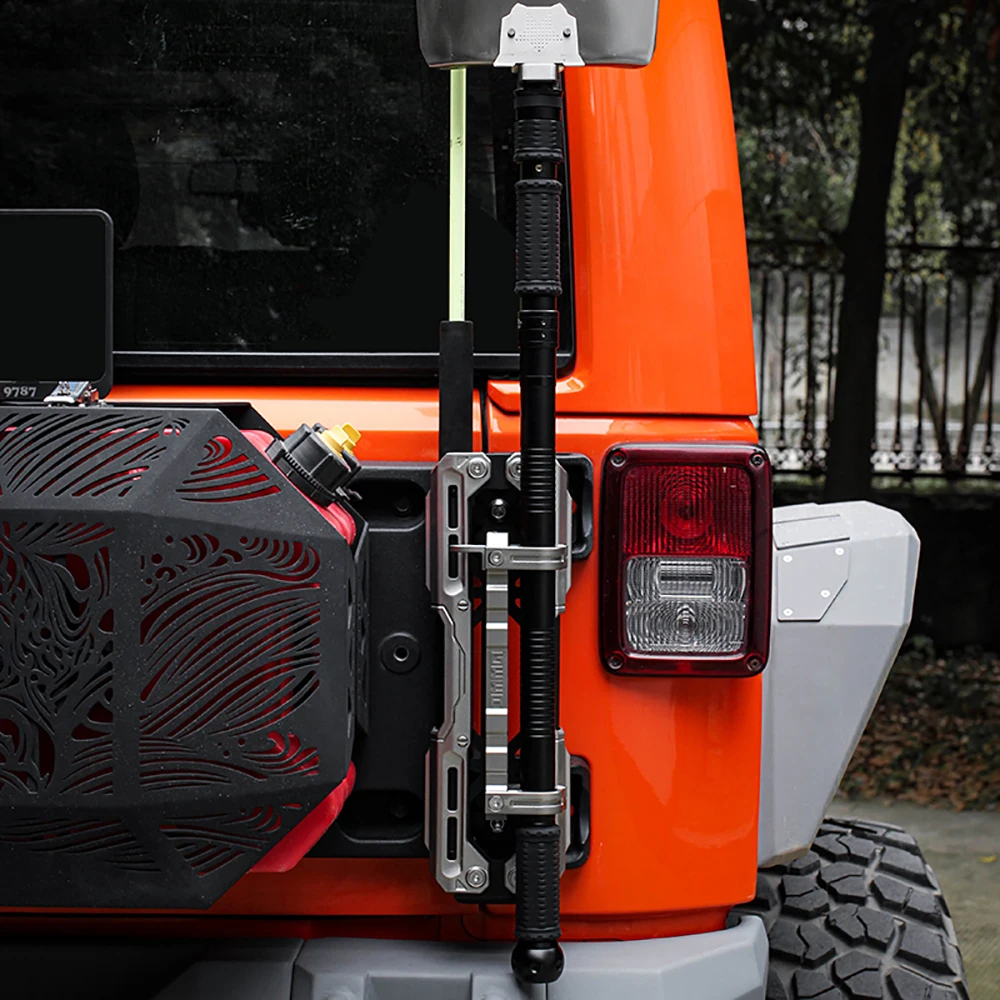 Lantsun JL1233 Three-in-one Bracket Aluminum Alloy Flag Pole Holder  Multi-Function Flagpole Bracket for Jeep for Wrangler JK/JL