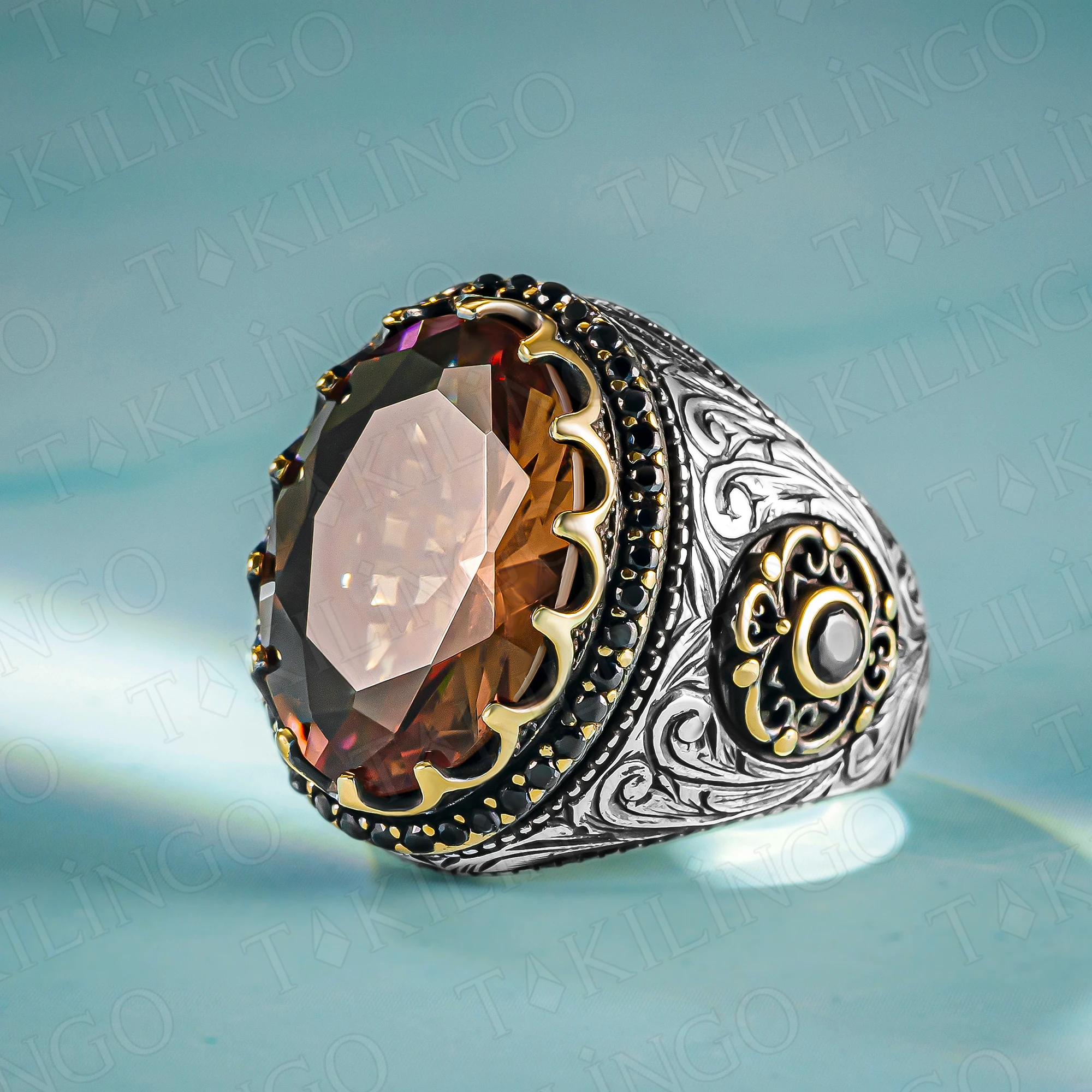 

Silver Zultanite Stone Ring Natural Ottoman Style Ring Man Handmade Zultanite Turkish 925k Sterling Silver Ring