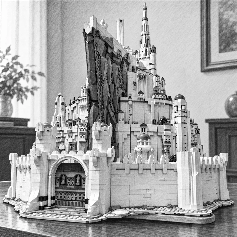 Tiered White Mountain Fortress Building Blocks Set Architecture Modular Assembly Model Bricks Creative Toys Adult Gifts 8278pcs