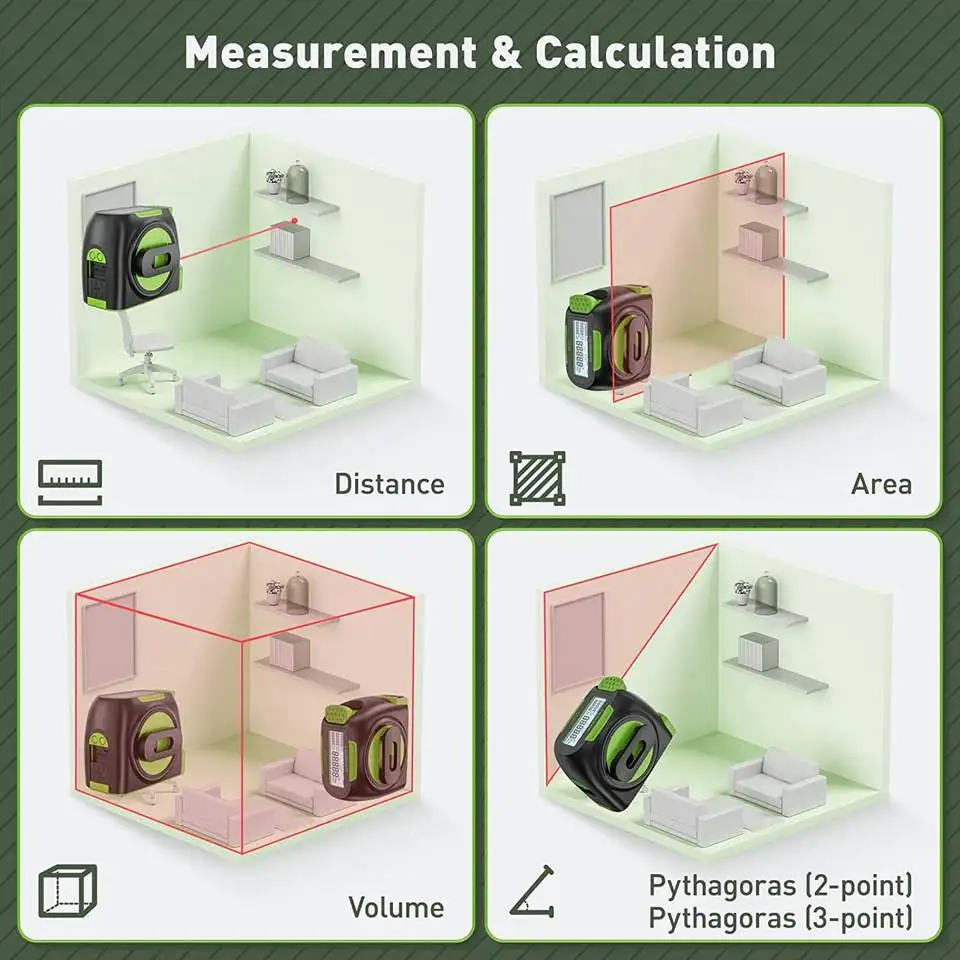 Huepar DT30 60M 197ft Laser Measuring 2-in-1 Tape Measure Digital Laser Measuring Tape Measure With Measurement LCD Display