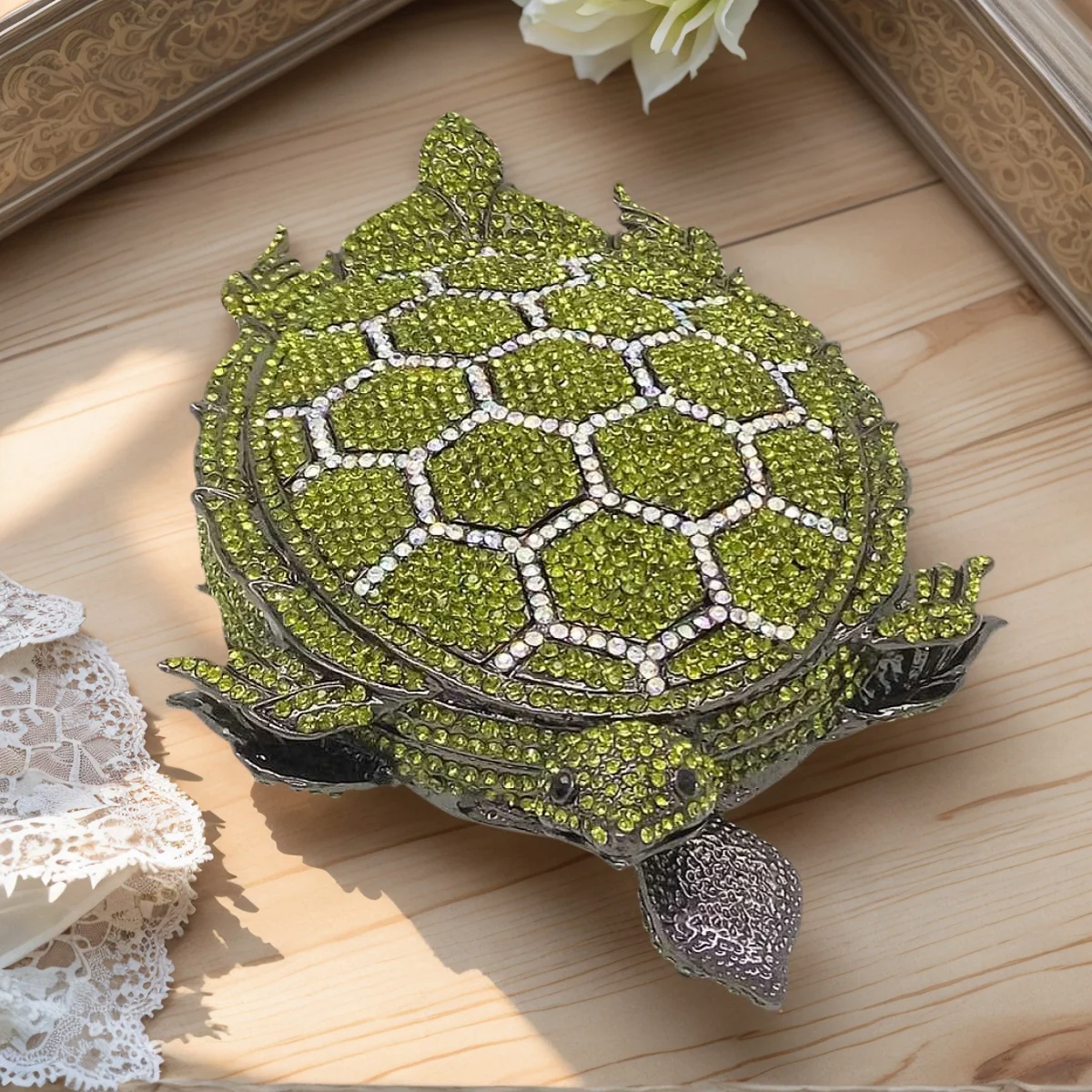 

Chic Women Animal Turtle Rhinestone Bag Luxury Crystal Clutch Purse Prom Party Handbag Chain Shoulder Bag Wedding Handbag