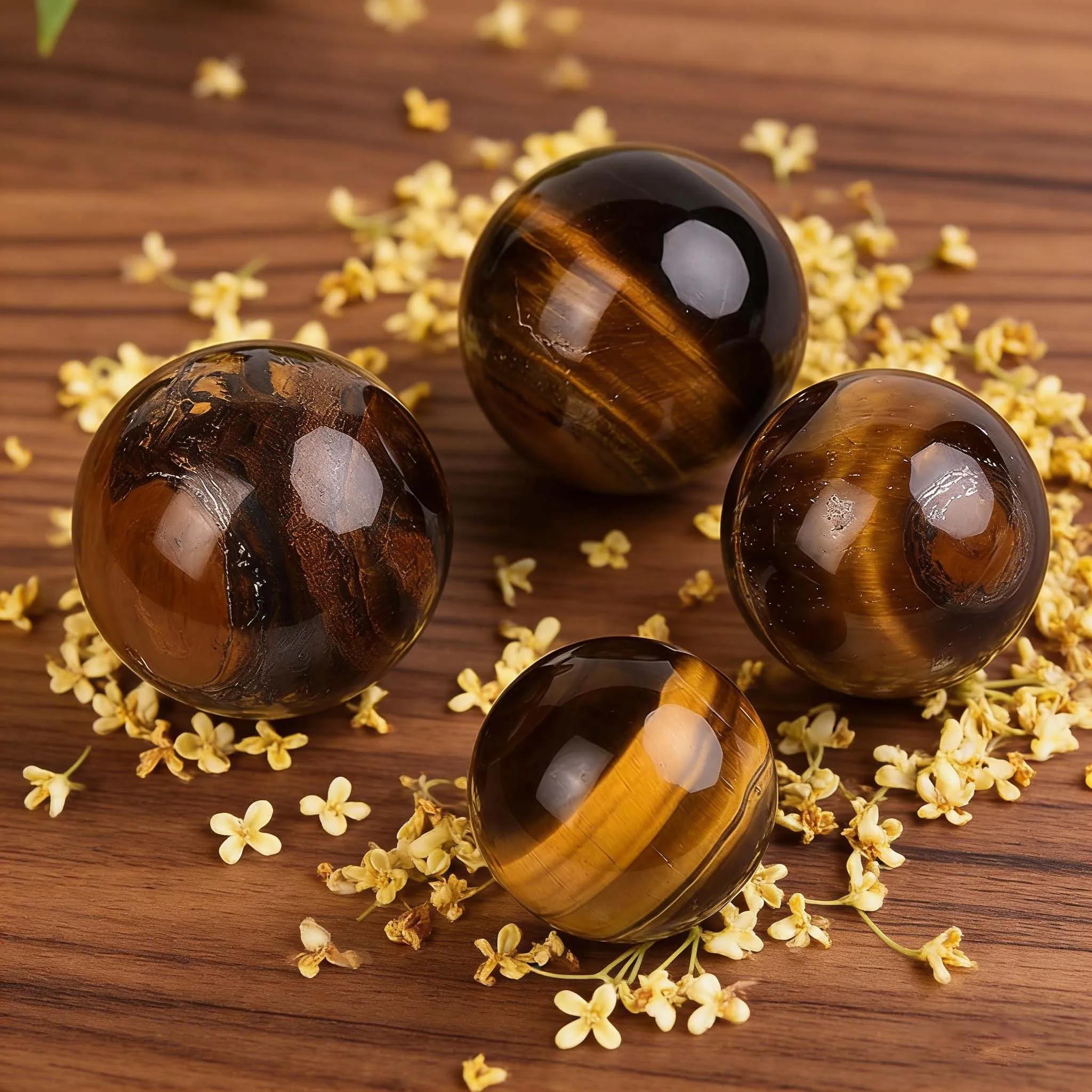 

Raw Tiger Eye Ore Crystal Sphere Golden Brown Silk Unique Unmodified Cat's Eye High-End Art Decor