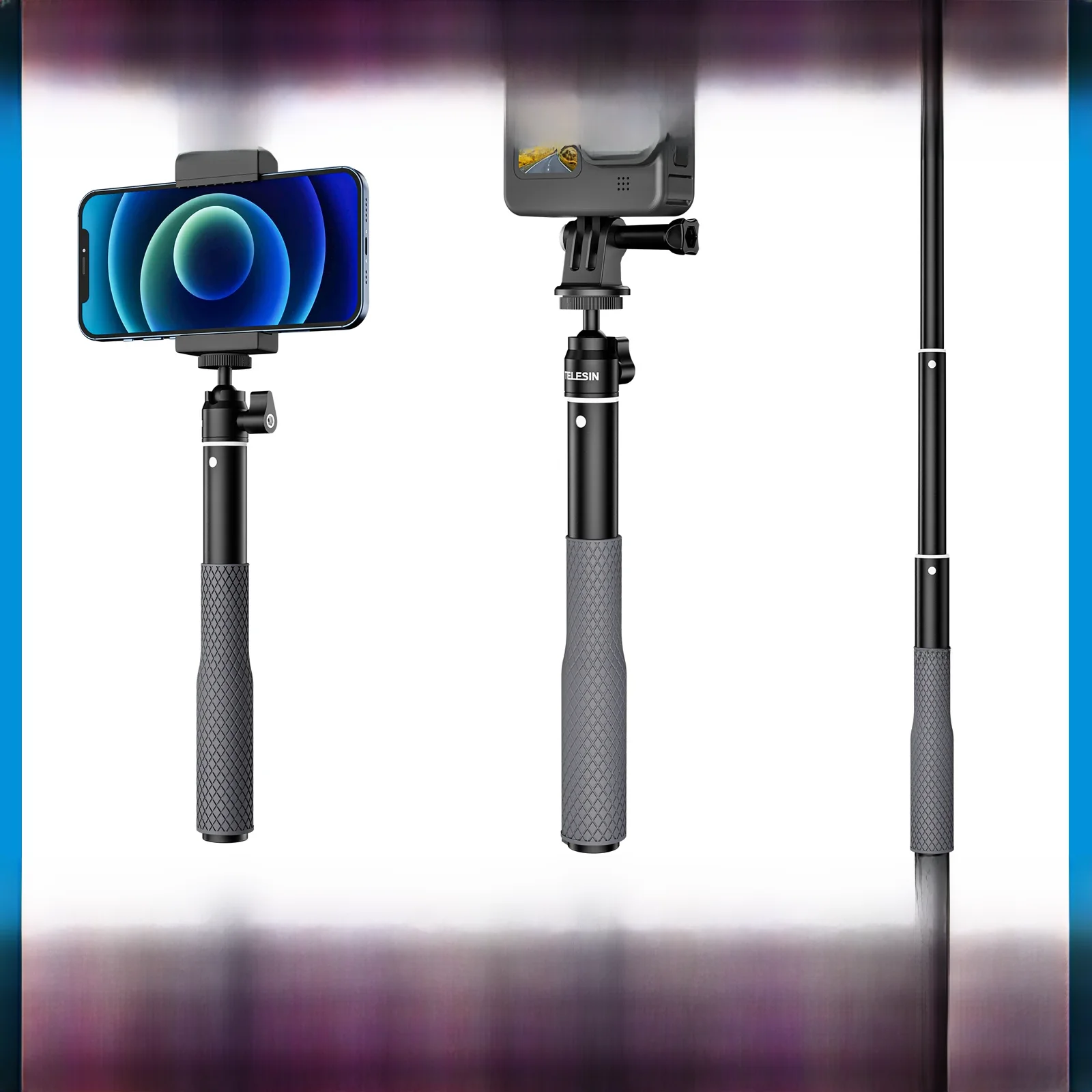 TELESIN-Impermeável Flutuante Selfie Stick, 360 ° de rotação Ball Head, Monopé para GoPro DJI Osmo