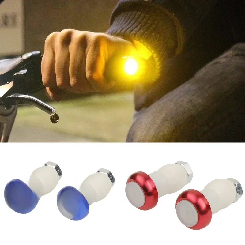 AliExpress OIMG 1 Pair Safety Cycling Bike Turn Signal Handle Bar End Plug LED Red Light Lamp Magnetic Handle Light