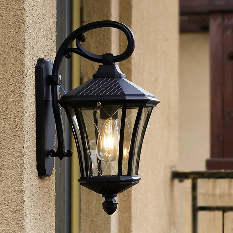 Zewnętrzna lampa ścienna proste europejskie wodoodporne, odporne na wilgoć lampy aluminiowe Courtyard Mall Gate balkon na ścianę w korytarzu — 2