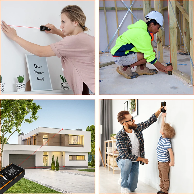 LOMVUM 50M 120M Laser Rangefinder Digital Laser Distance Meter Battery-Powered Laser Range Finder Tape Distance Precise Measurer