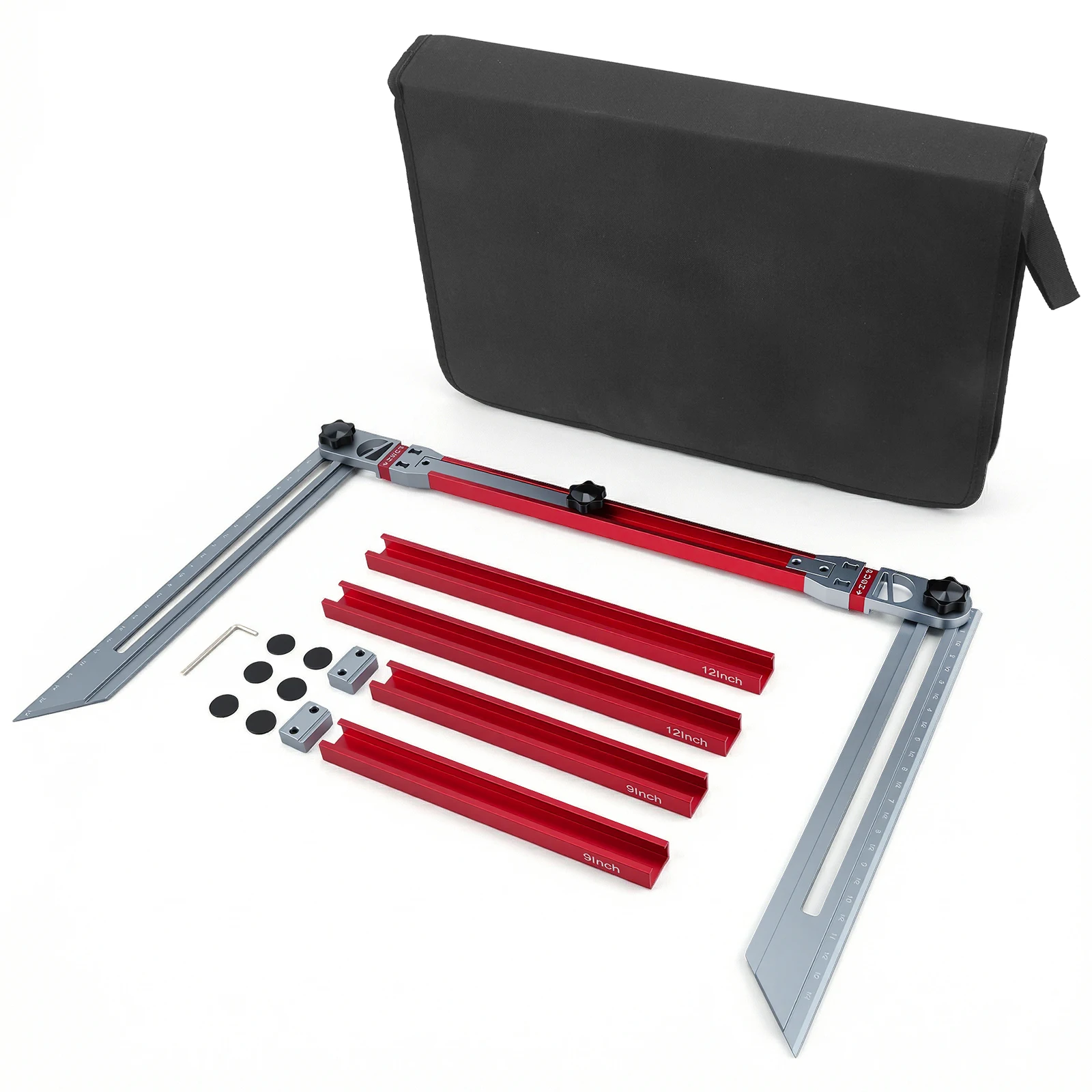 Multi-functional Folding Ruler，Stair Stairs Templates Tool with Angle Gauge and Scale Display - Innovative Aluminum Alloy Measuring Tool for Stair Mounting, Suitable for Stair Projects