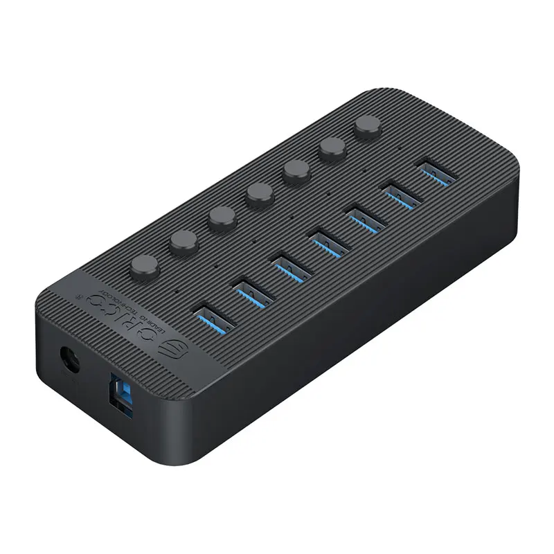 Multi-Port USB Hub with Independent On/Off Switches for Each Port, High-Speed Data Transfer, Perfect for Desktop Workstations a