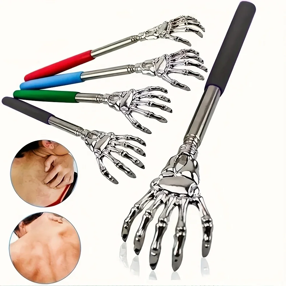 Gratte-dos réglable en acier inoxydable avec griffe rétractable pour un massage portable et pratique et le soulagement des chatouilles