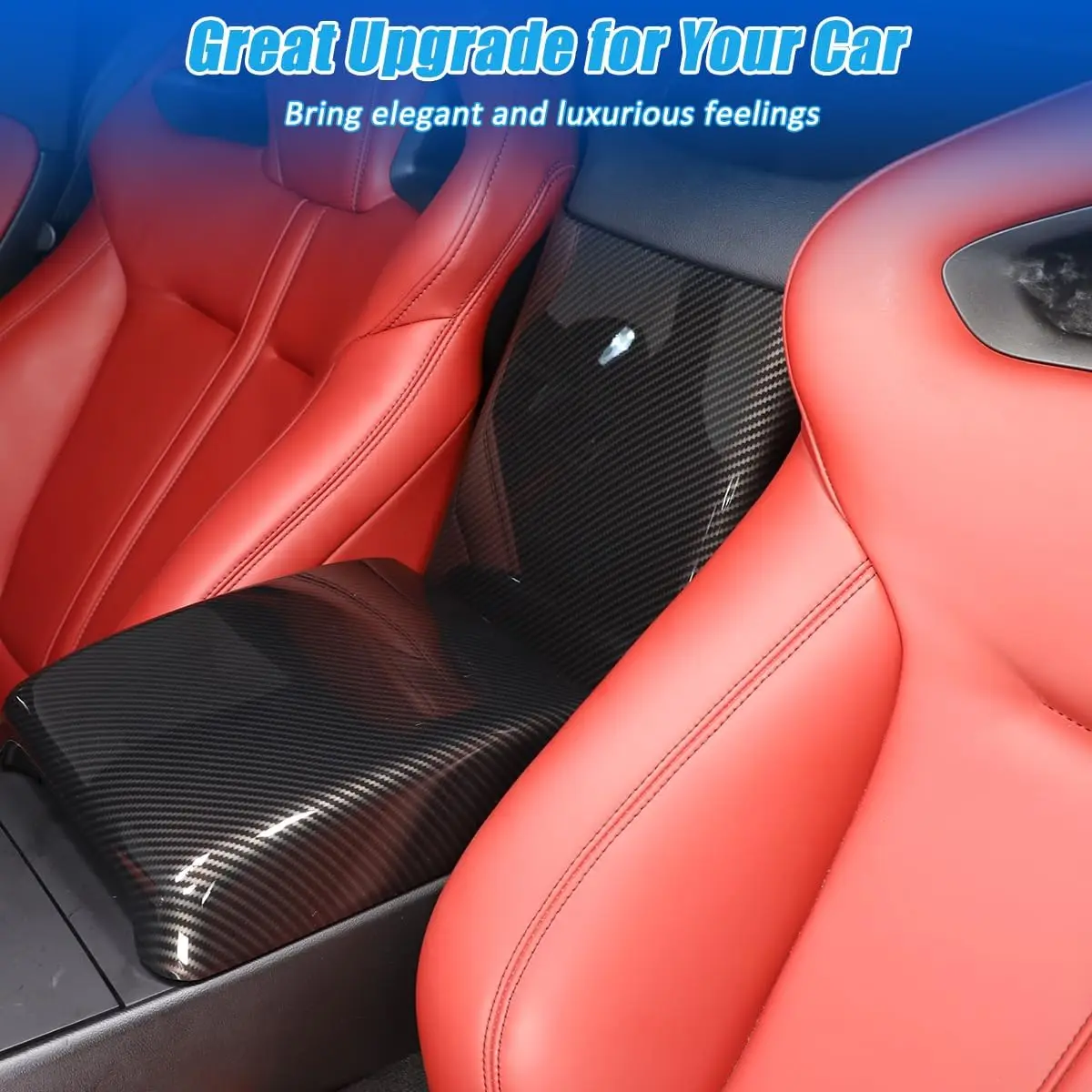 

ABS Carbon Fiber Car Armrest Box Protective Cover For Jaguar F-TYPE 2013-2024 HandRest Back Box Decorative Trim Accessories