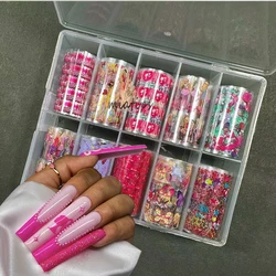 Doll Cartoon Print Nail Foils Stickers Decal Sliders Transfer Foil Wrap Leopard Nail Art Sticker 10 rolls/box