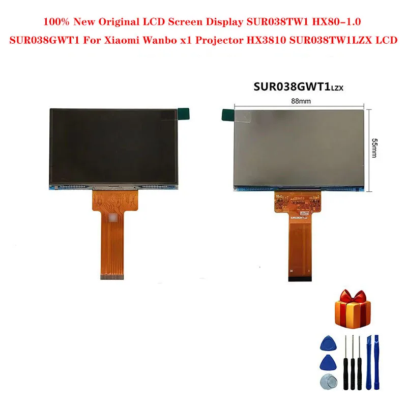 

100% New Original LCD Screen Display SUR038GWT1 HX80-1.0 SUR038GWT1 For Xiaomi Wanbo x1 Projector HX3810 SUR038TW1LZX LCD