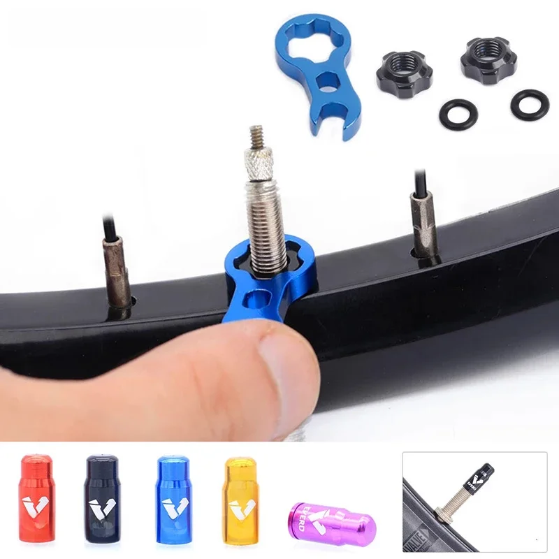 AliExpress RISK Road Bike Valve Nut With 3 in 1 Valve Core Wrench Waterproof Washer Aluminum MTB Road Bike