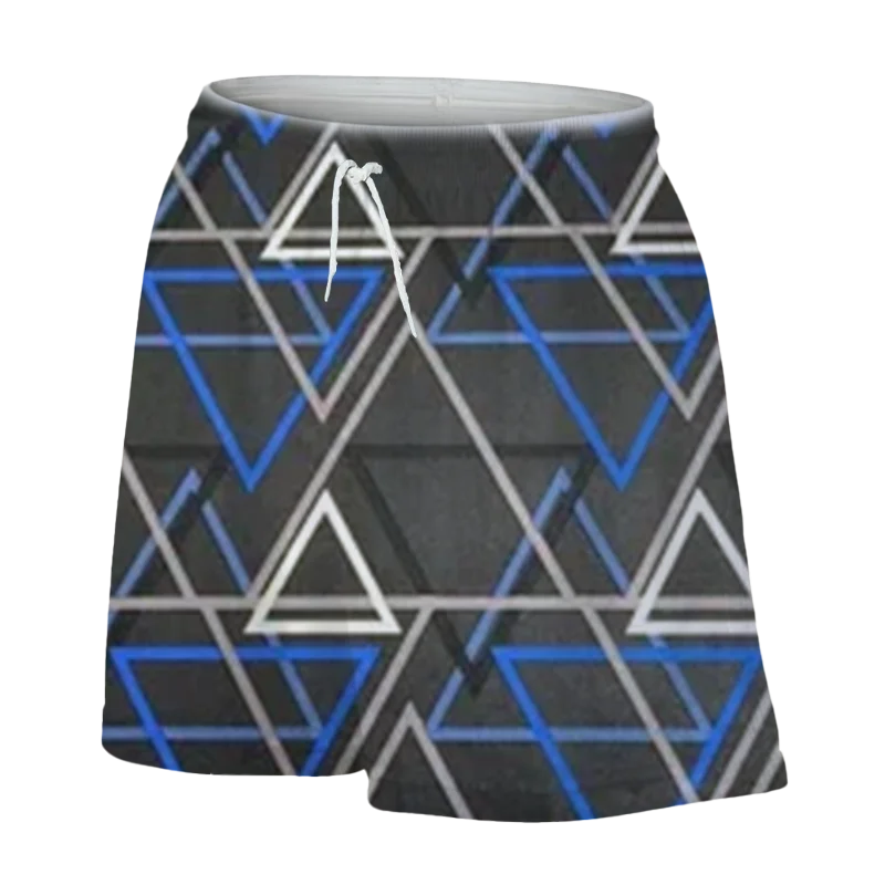 Men's Triangle Art Print 3D digital printing Fashion Casual everyday vacation draw rope single layer quick drying beach shorts