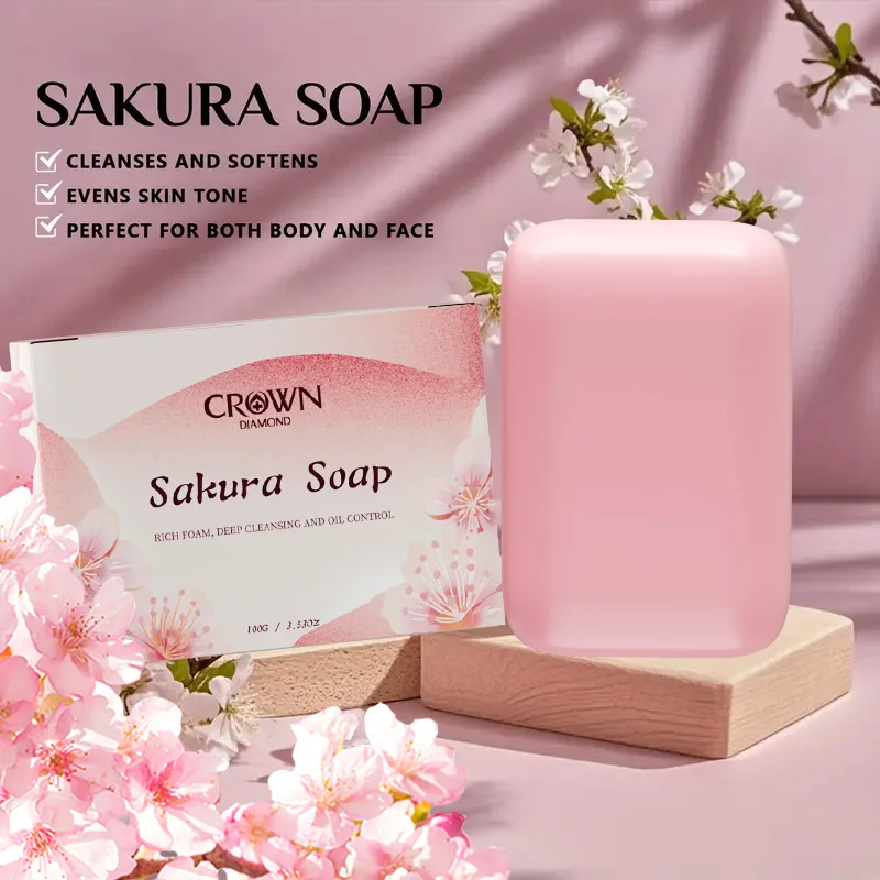 Pink Sakura Soap Handmade Face Clean Body Cleansing Soap Deep Cleansing Soften Skin Even Skin Tone for Dark Body Whitening Soap