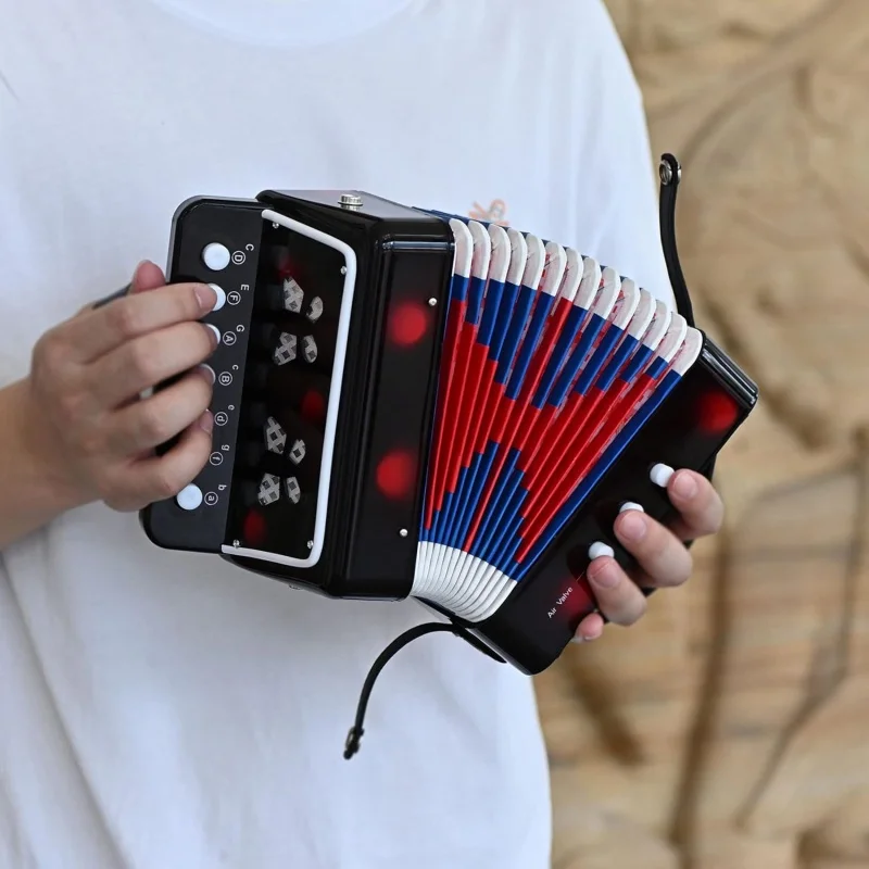 Small Accordion,10-Key Control Button Accordion,Portable &Lightweight Accordion Instruments for Children Adults Beginners
