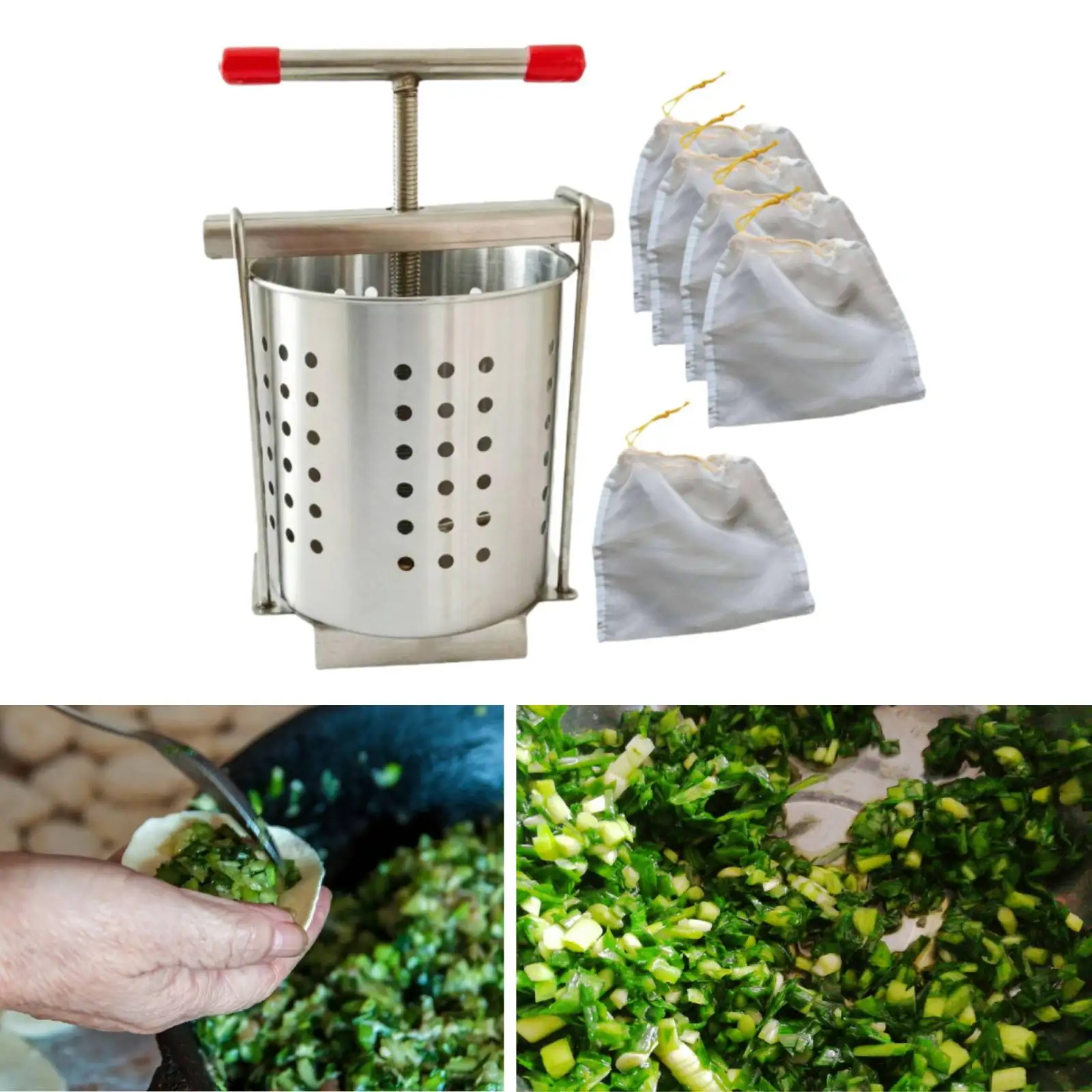 Stainless Steel Manual Juicer Household Fruit Juice Maker Vegetable Dehydrator Dumpling Filling Water Squeezer Kitchen Gadget