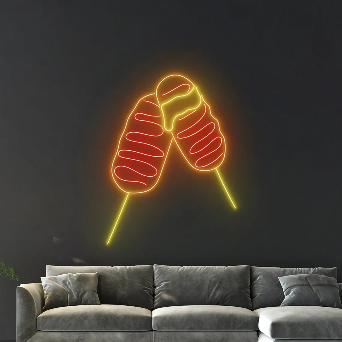 Hot Dog Neon Sign Corn Dog Open Neon Sign Fast Food Restaurant Shop Room Wall Decor Living Room Decor