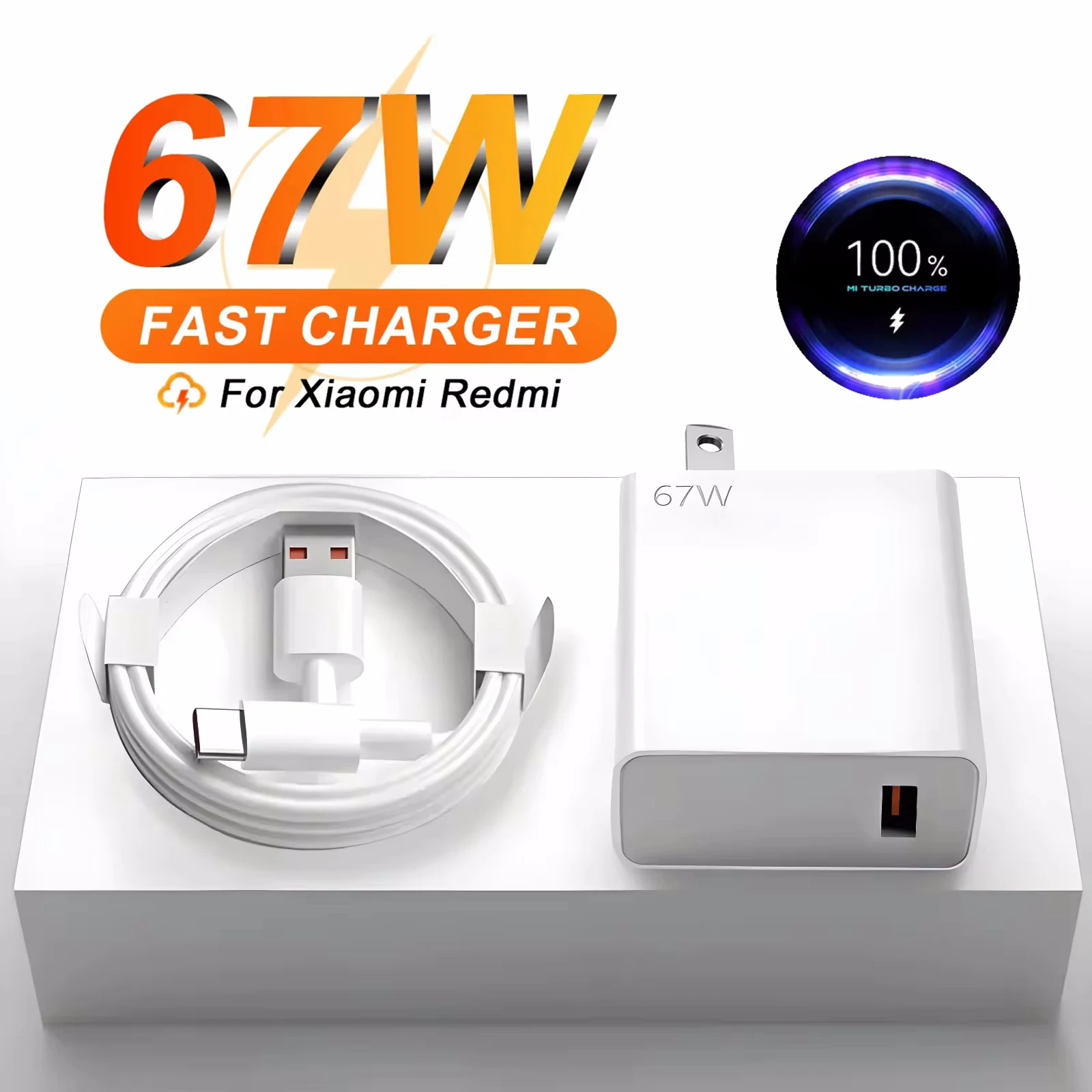 67W USB Fast Charger Quick Charge 3.0 for Xiaomi Mi 14 13 12 11 Pro Mobile Phone Charger Adapter 6A USB Type C Cable Travel Plug