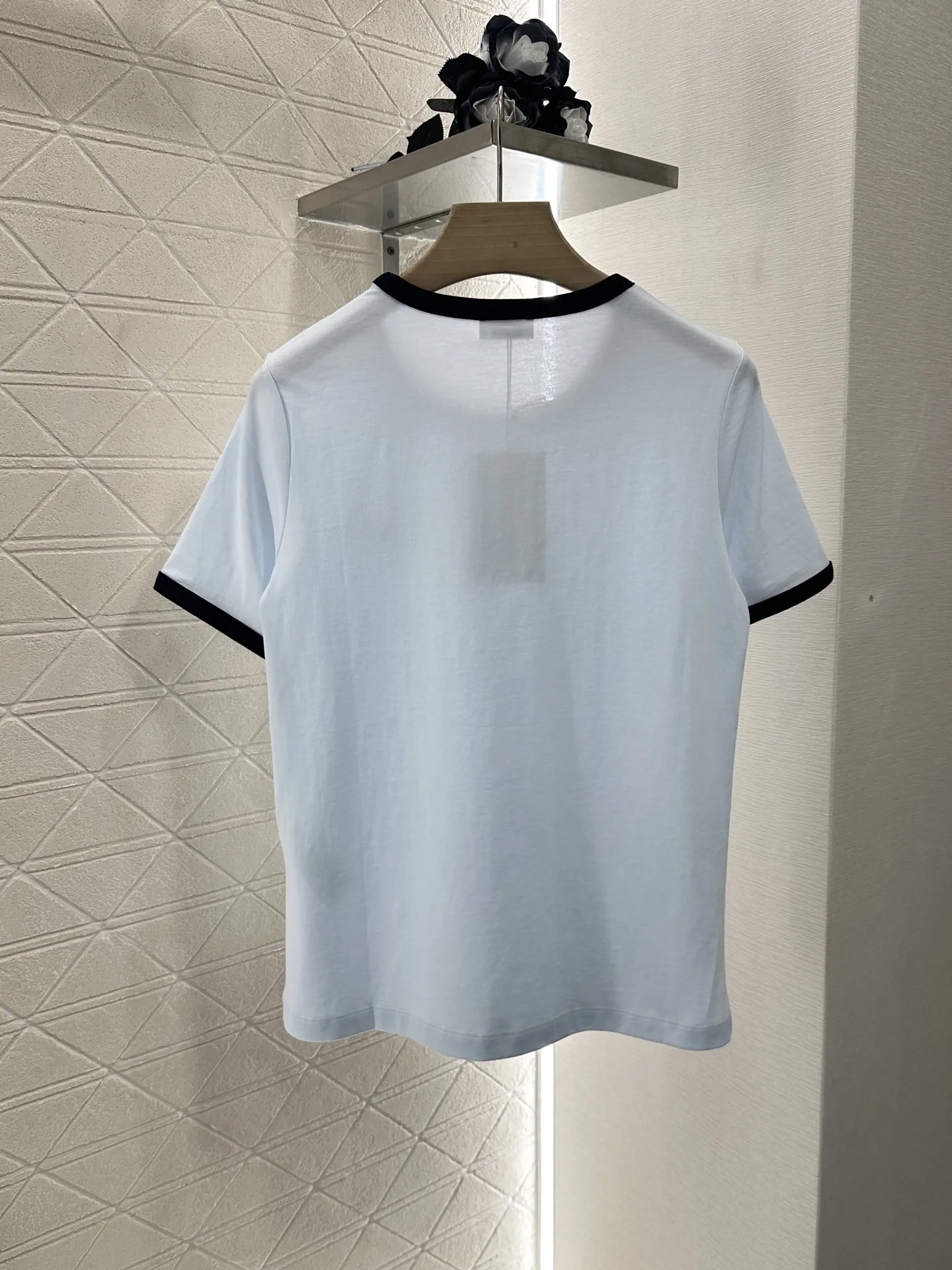 

2025 Summer New Contrast Embroidered T-shirt Made entirely of cotton Breathable Comfortable Elastic Fashionable WYY-223