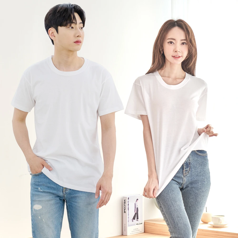 AONE men's and women's Silket pure cotton-heavy-duty semi-sleeved T-shirt 2p