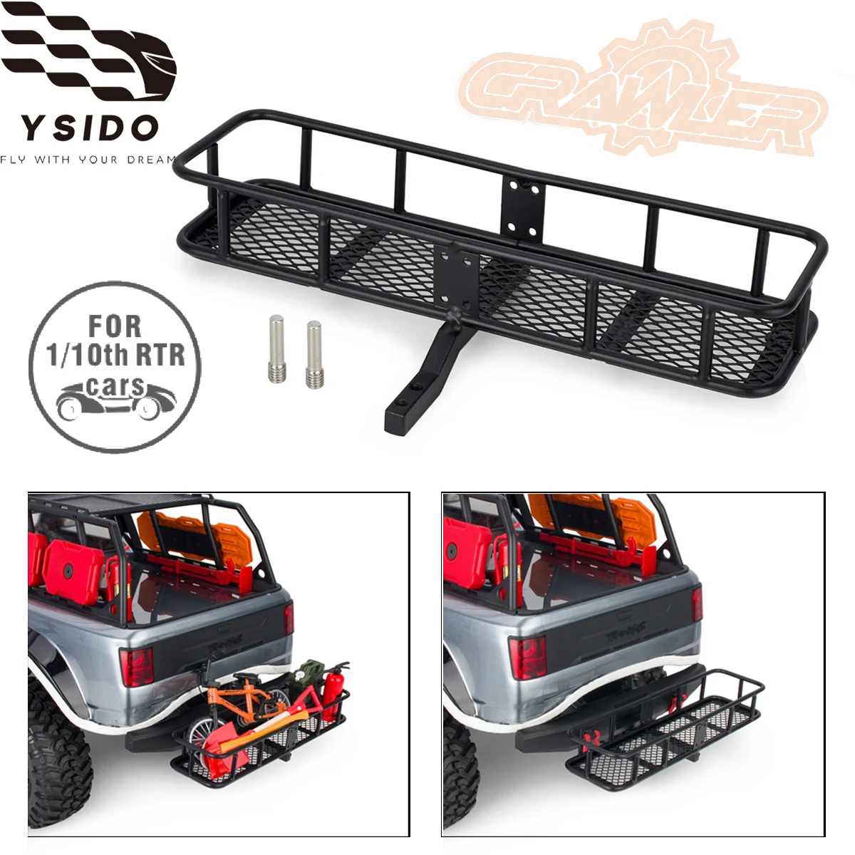 

1/10 RC Crawler Car Upgrade Accessories Metal Rear Suspension Spare Tire Rack Luggage Basket for SCX10 Axial Traxxas TRX4 TRX6