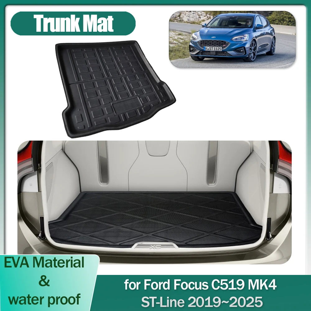 Car Trunk Mat for Ford Focus C519 MK4 ST-Line 2019~2025 Luggage Boot Liner Cargo Floor Carpet Waterproof Cover Tray Accessories