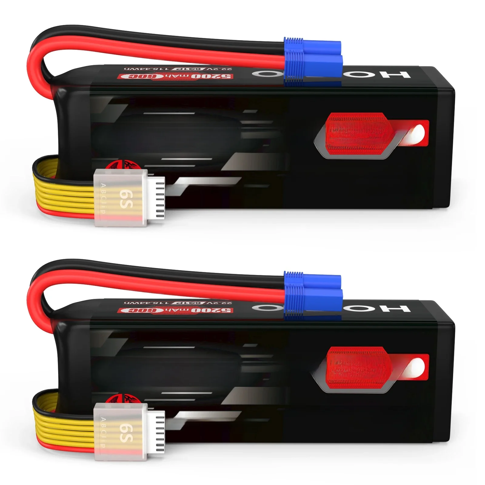 HOOVO 6S 5200mAh RC-Batterien 22,2V 60C LiPo-Batterie mit EC5-Stecker für RC-Flugzeug RC-Hubschrauber Align Flugzeug Hobby 2Packs