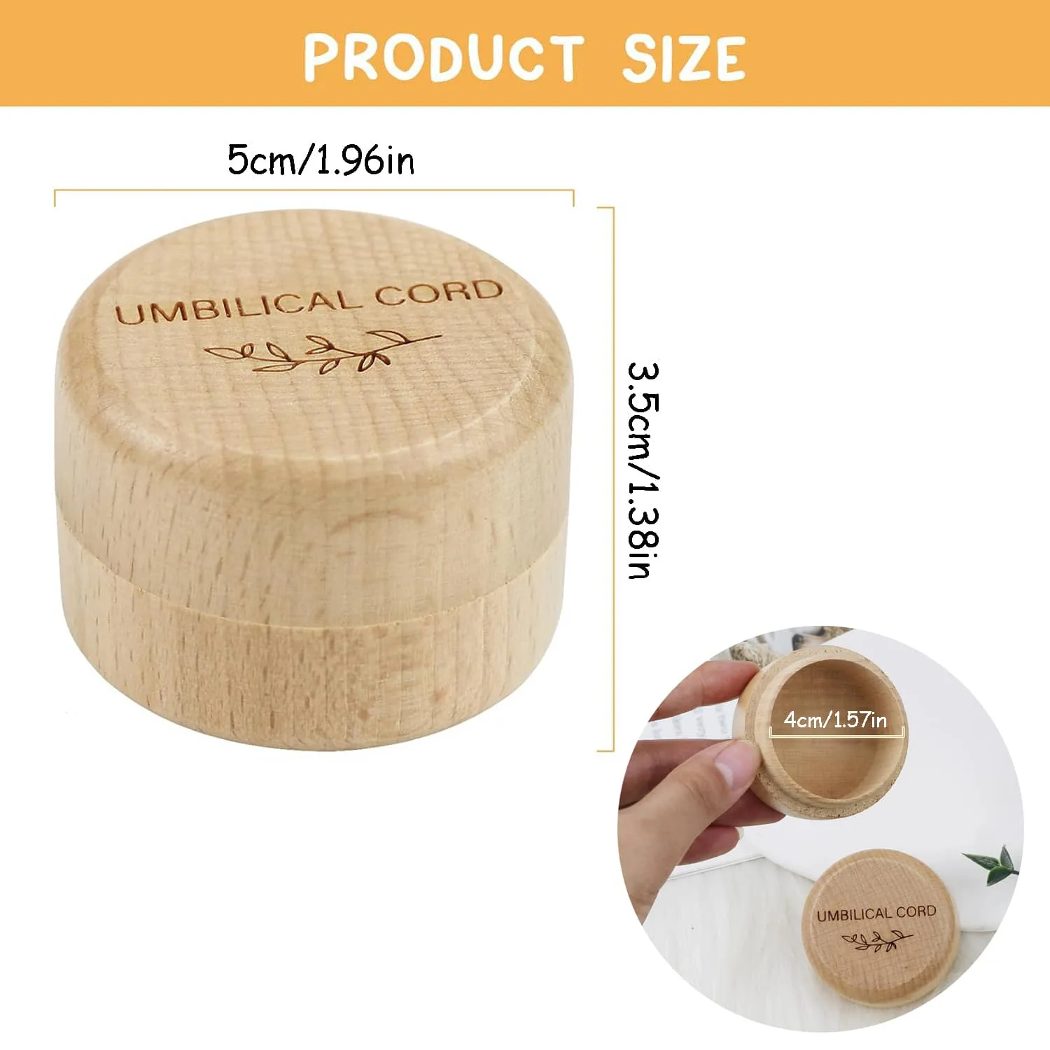 2pcs Set Umbilical Cord And Lanugo Wooden Keepsake Box Growth Souvenir Storage Box Full 100-Day Commemorative Gift