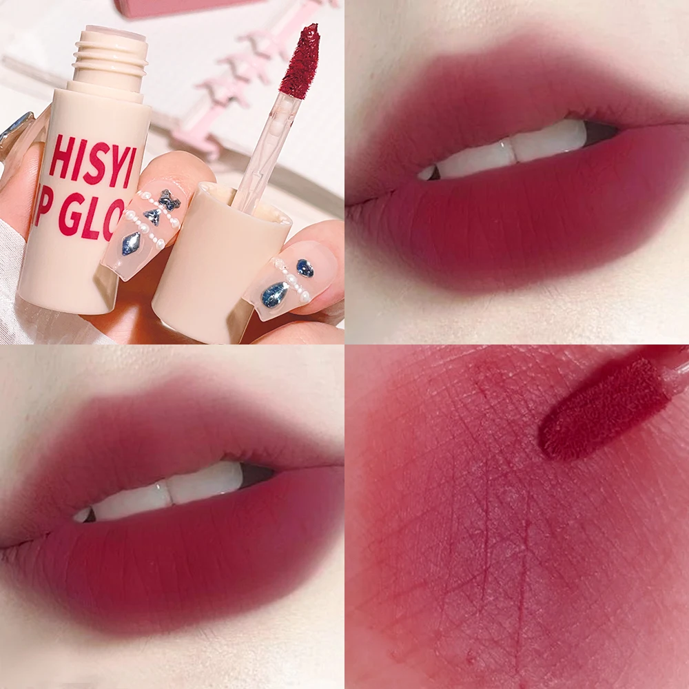 HISYI Airy Matte Velvet Lipstick, Non-Stick Long-Lasting Flawless Pseudo-Nude Whitening Smudge-Proof Perfect for Students