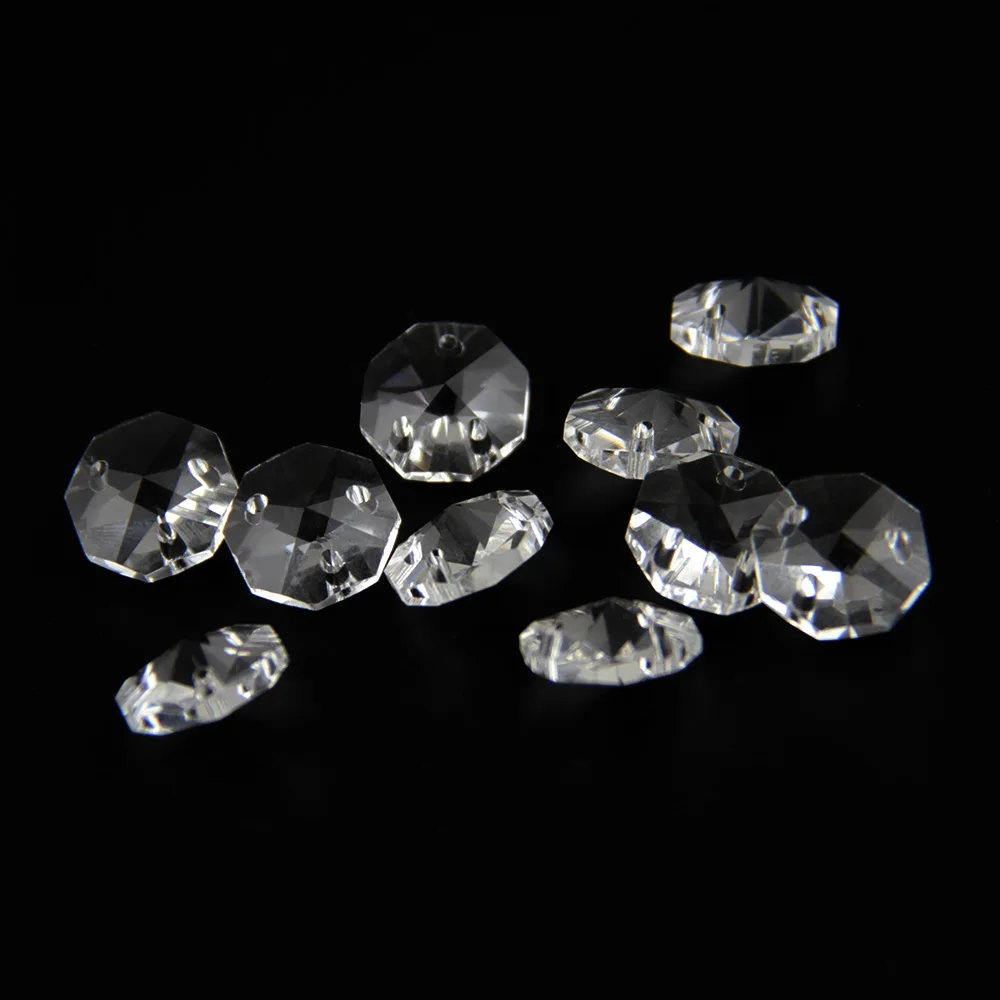 Camal 20pcs Clear 14mm 3 Holes Crystal Octagonal Loose Beads Prisms Chandelier Lighting Lamp Part Curtains Wedding Home Decor - Image 2