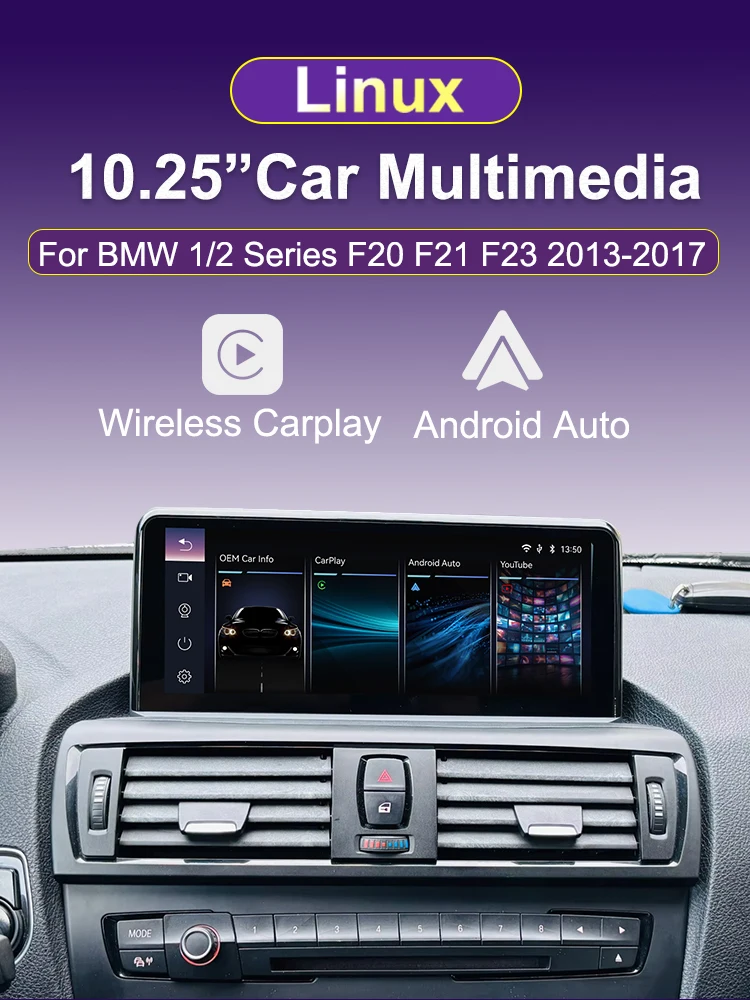 AUTOTOP 10,25" Wireless CarPlay Android Auto Youtube Radio für BMW 1/2 Serie F20 F21 F23 2013-2017 NBT System Airplay Mirroring – Detail 2